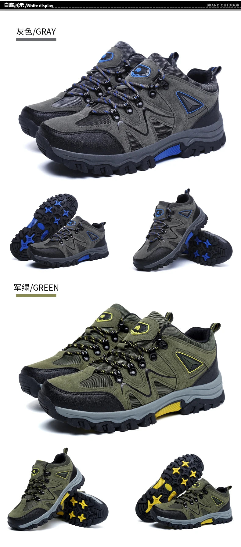 Outdoor mountaineering Shoes Men's Autumn and Winter Anti Slip and Wear-Resistant Sneaker Fashion Plus size Footwear 39-47
