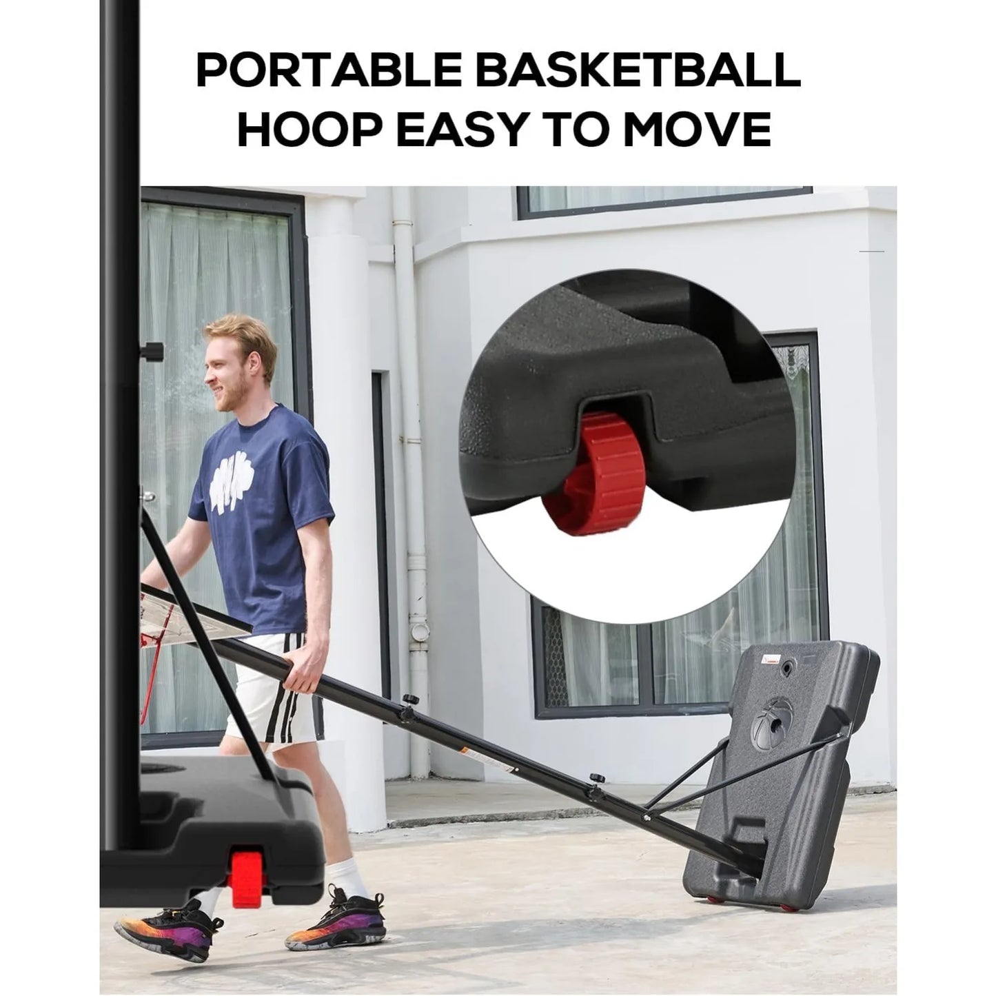 Basketball Hoop Height Adjustable 8.5/10ft: Portable Outdoor Goal System for Kids, Teens & Adults in Backyard & Driveway