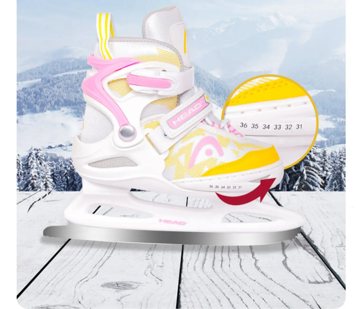HEAD Figure Skates Beginner Kids Adjustable Ice Hockey Ice Skates Shoes Student Professional Real Ice Skates