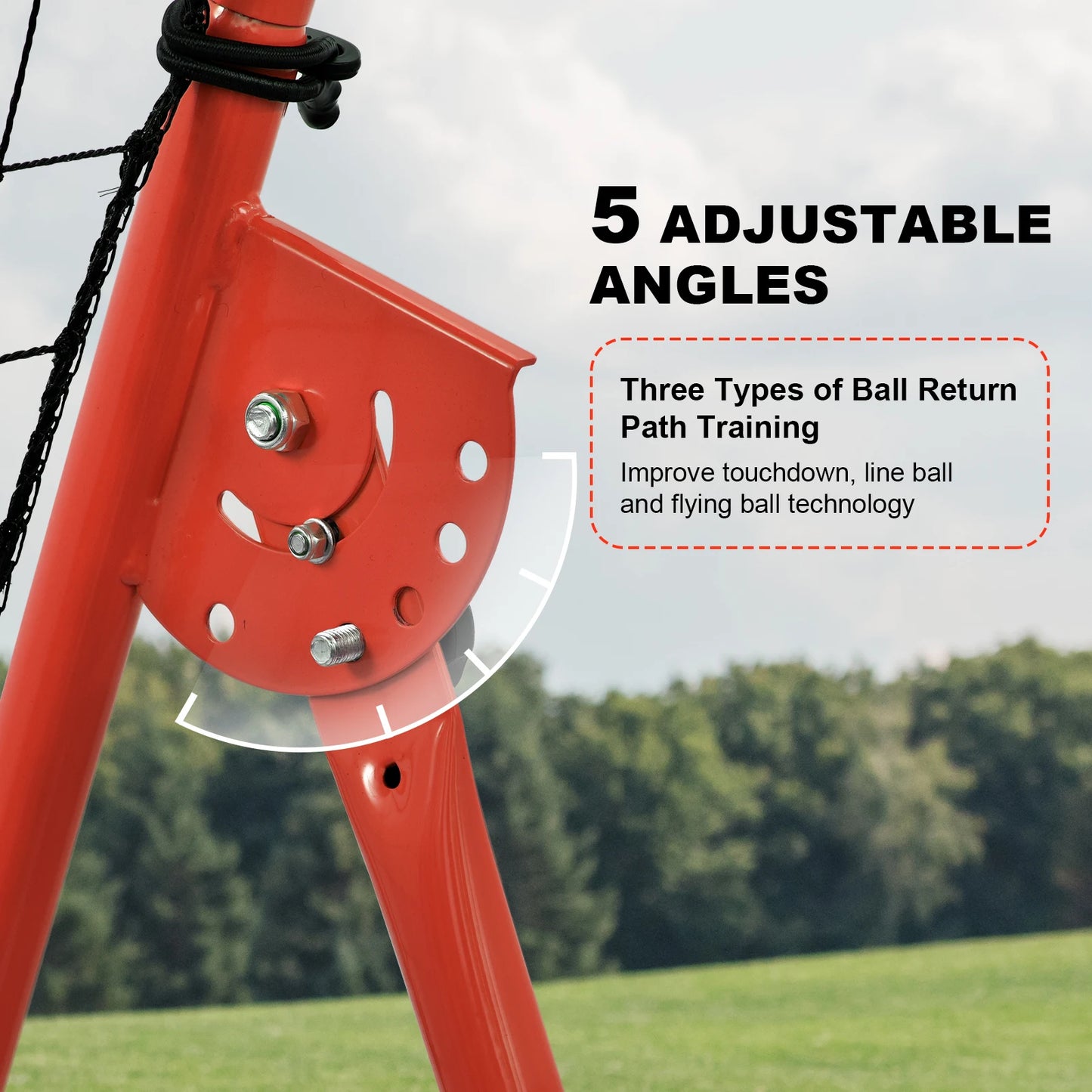 Volleyball Rebound Net, Football Rebound Training Net, 5 Adjustable Rebound Angles, Made for Outdoor Practice, 7*4ft