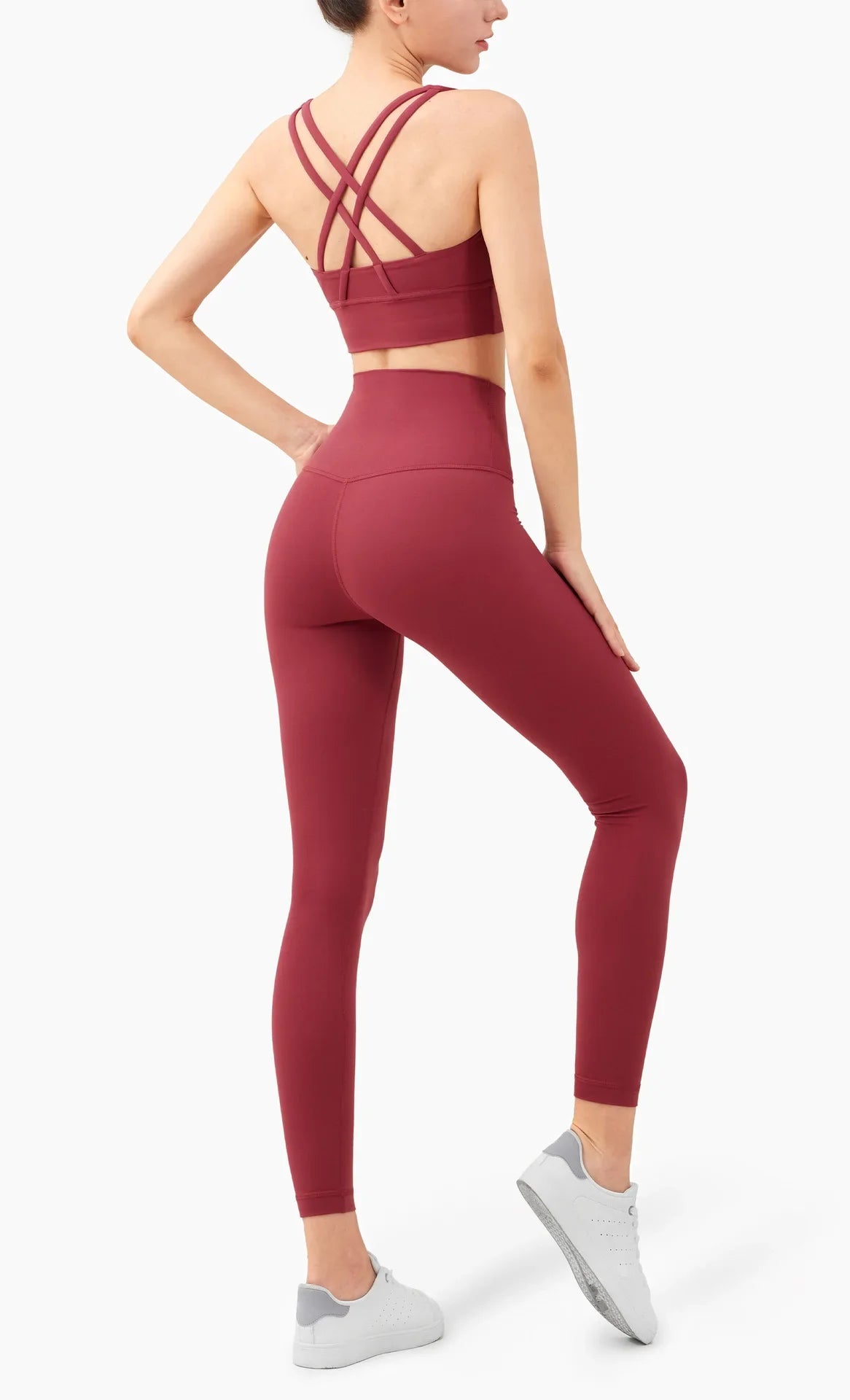 Summer New 2 Piece Yoga Clothes  Women's Tracksuit Athletic Cross Back Nylon Yoga Top Women Sports Bra Leggings Pilates Fitness