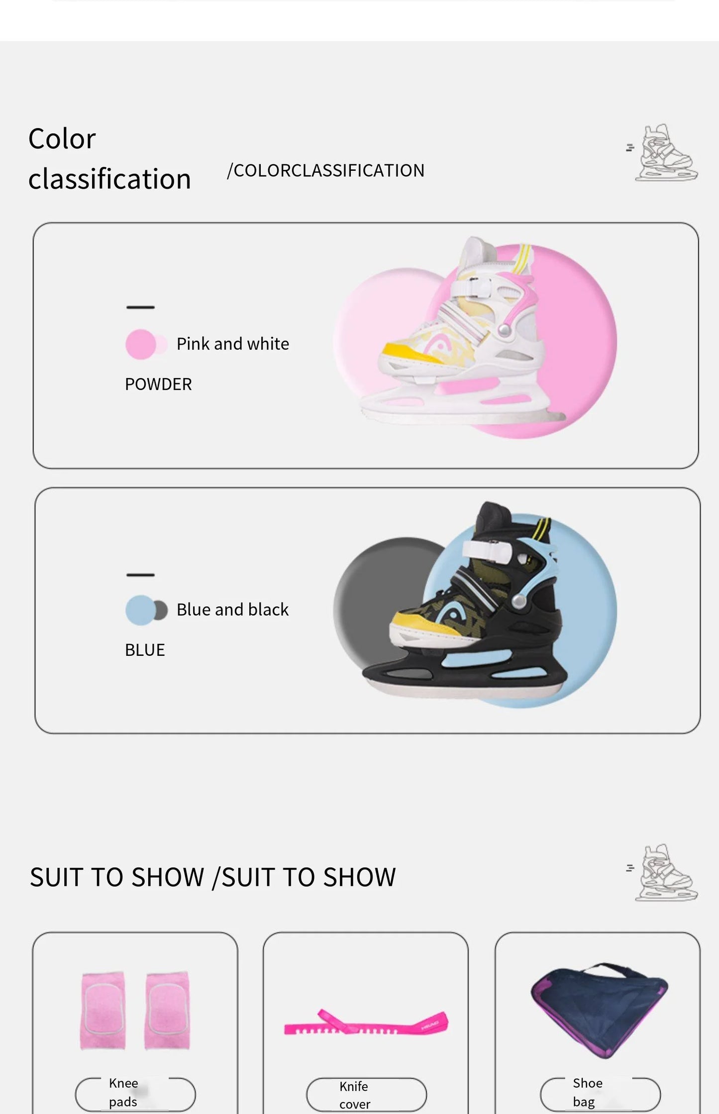 HEAD Figure Skates Beginner Kids Adjustable Ice Hockey Ice Skates Shoes Student Professional Real Ice Skates