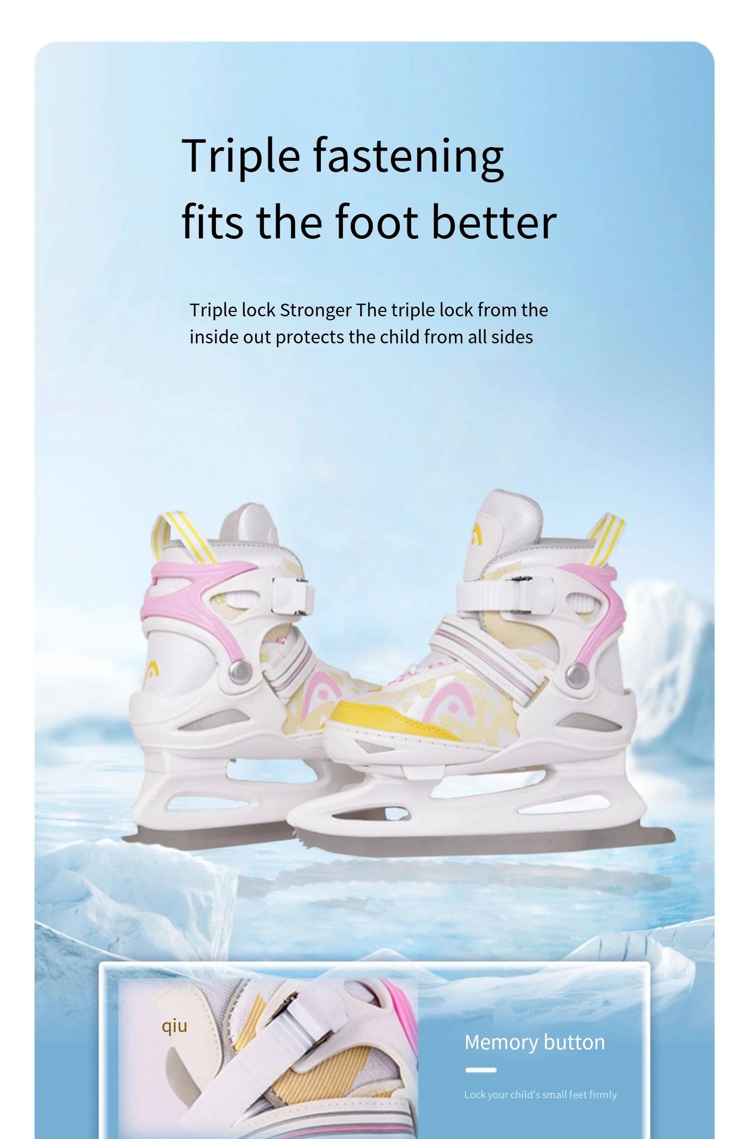 HEAD Figure Skates Beginner Kids Adjustable Ice Hockey Ice Skates Shoes Student Professional Real Ice Skates