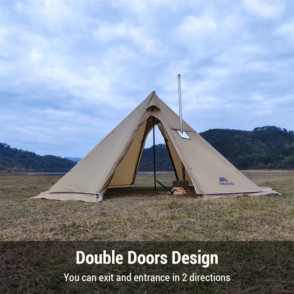 5-8 People Tipi Hot Tent with Stove Jack Camping Pyramid Teepee Tent for Camping Backpacking Hiking