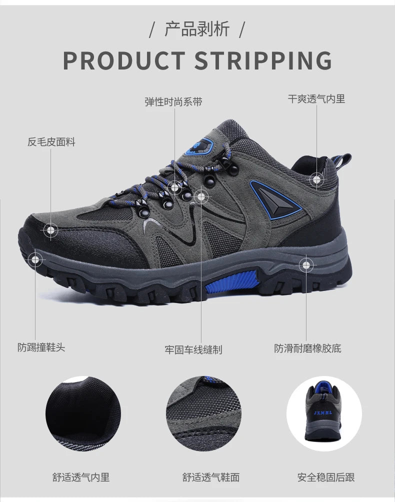 Outdoor mountaineering Shoes Men's Autumn and Winter Anti Slip and Wear-Resistant Sneaker Fashion Plus size Footwear 39-47