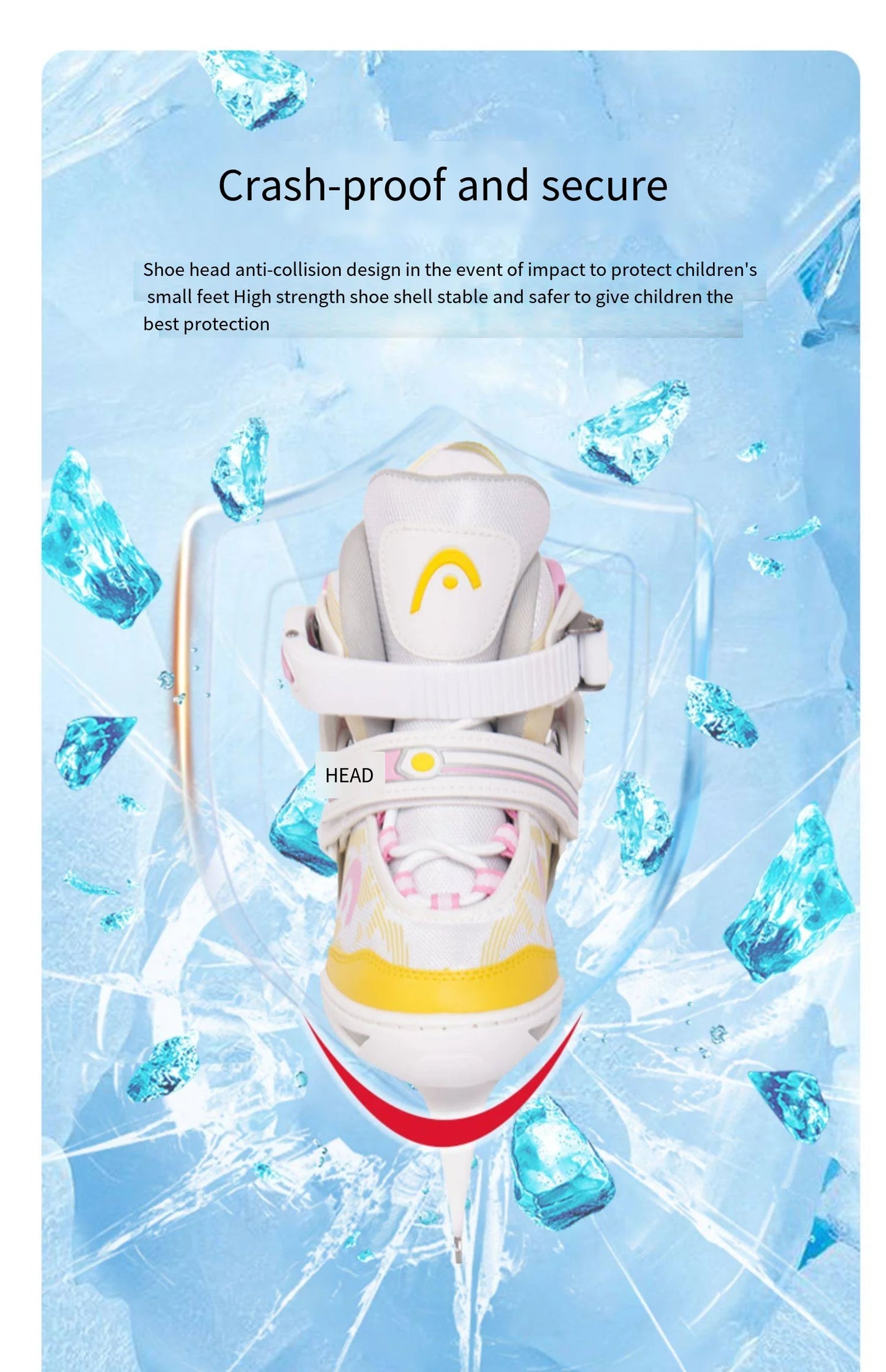 HEAD Figure Skates Beginner Kids Adjustable Ice Hockey Ice Skates Shoes Student Professional Real Ice Skates