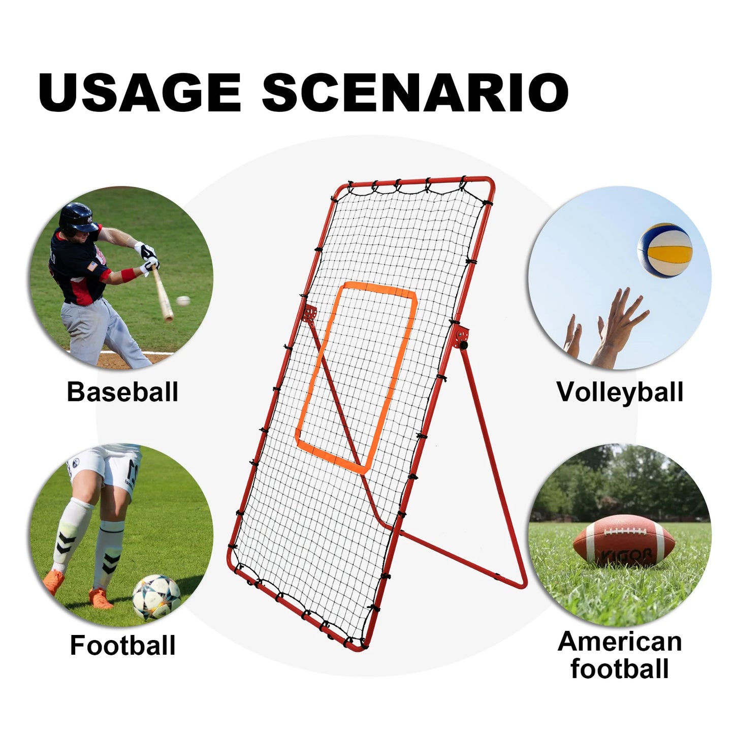 Volleyball Rebound Net, Football Rebound Training Net, 5 Adjustable Rebound Angles, Made for Outdoor Practice, 7*4ft