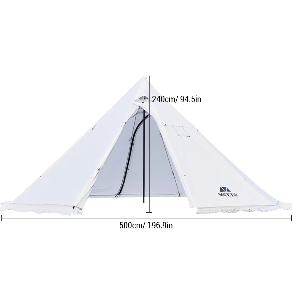 5-8 People Tipi Hot Tent with Stove Jack Camping Pyramid Teepee Tent for Camping Backpacking Hiking