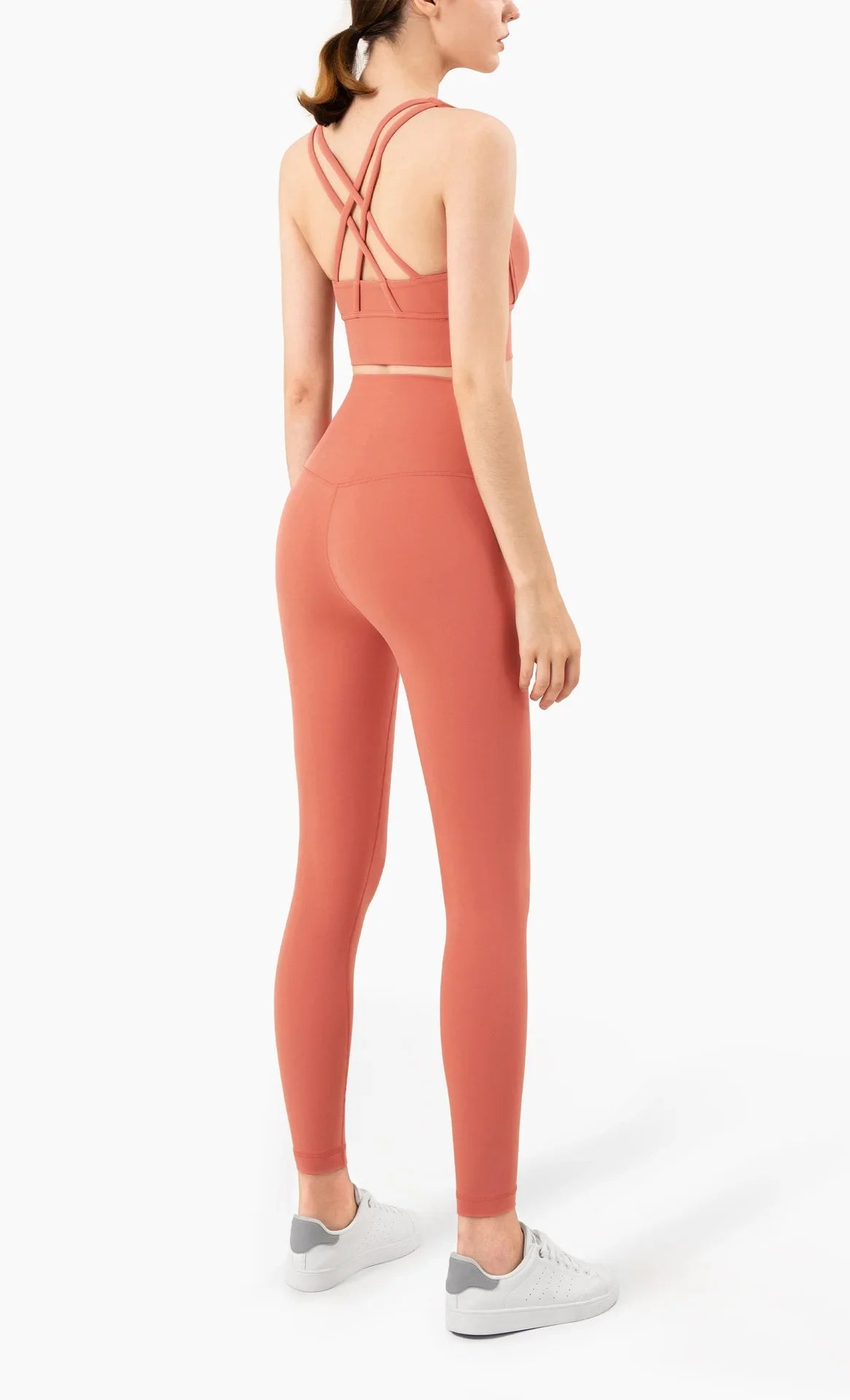 Summer New 2 Piece Yoga Clothes  Women's Tracksuit Athletic Cross Back Nylon Yoga Top Women Sports Bra Leggings Pilates Fitness