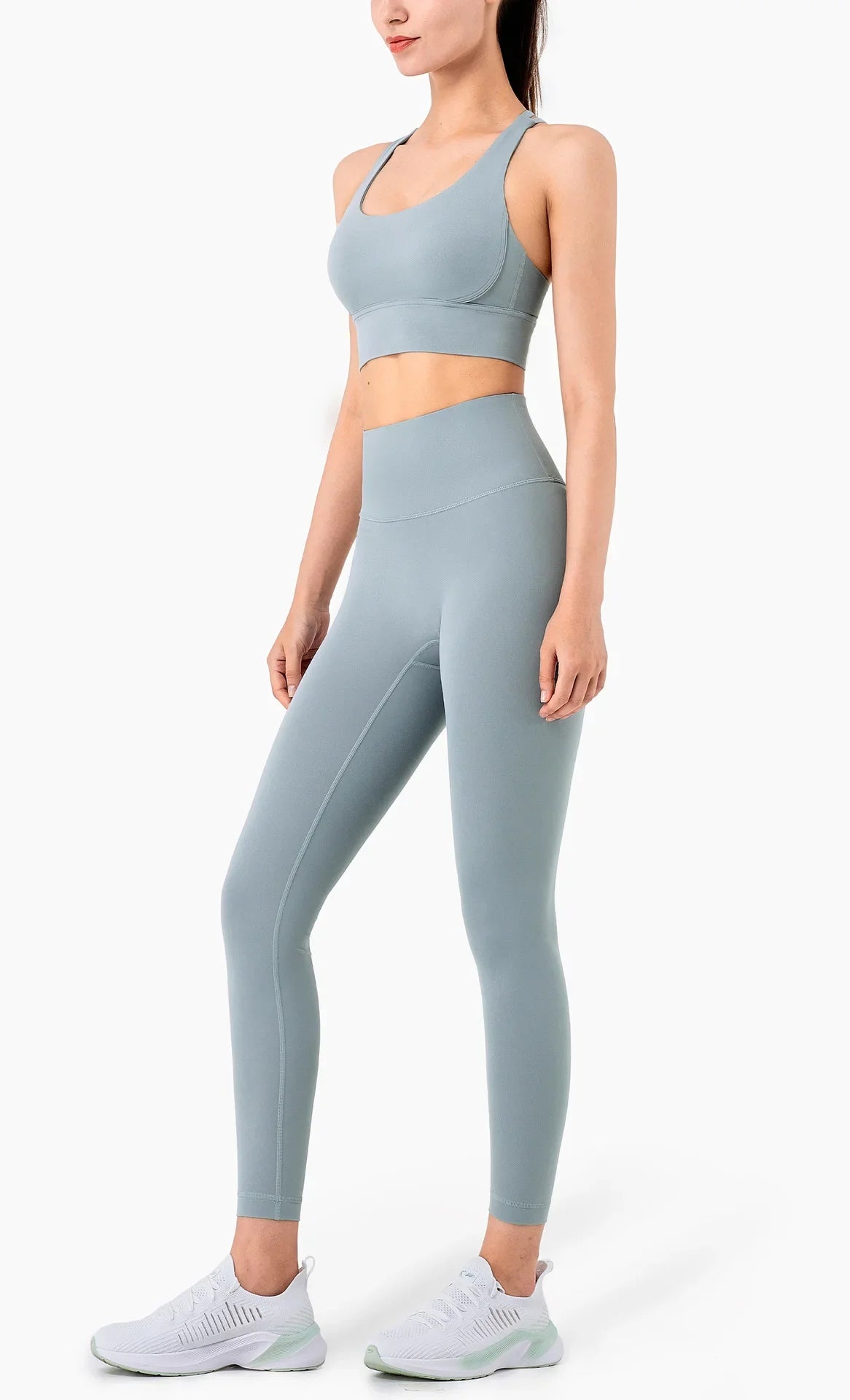 Summer New 2 Piece Yoga Clothes  Women's Tracksuit Athletic Cross Back Nylon Yoga Top Women Sports Bra Leggings Pilates Fitness