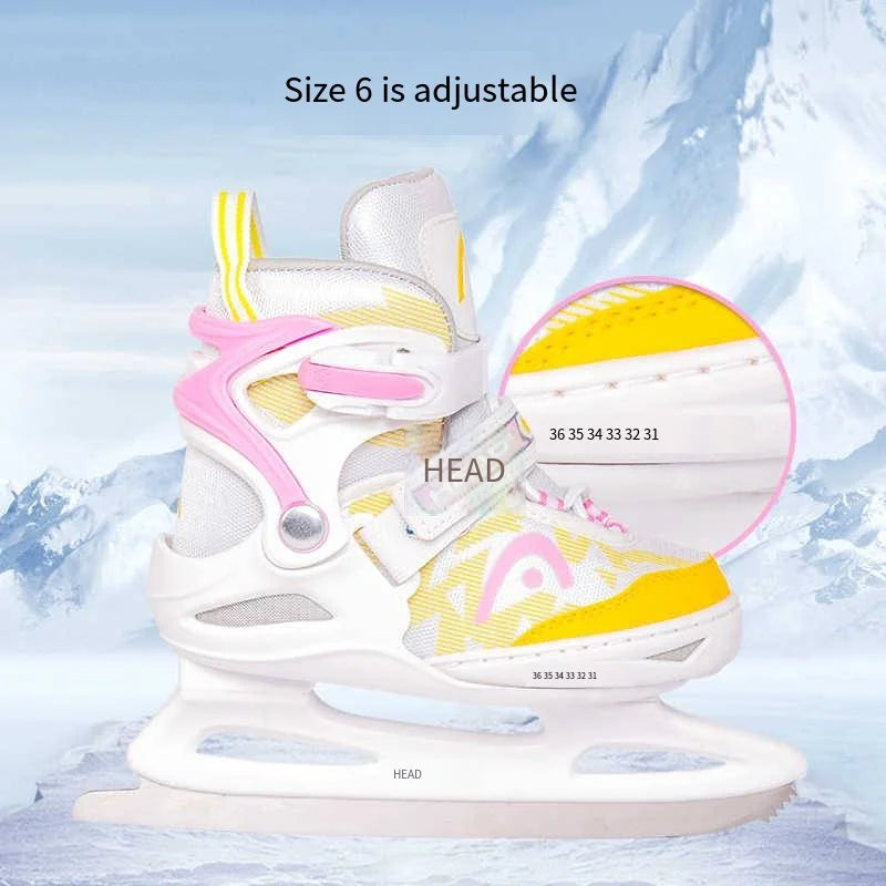 HEAD Figure Skates Beginner Kids Adjustable Ice Hockey Ice Skates Shoes Student Professional Real Ice Skates