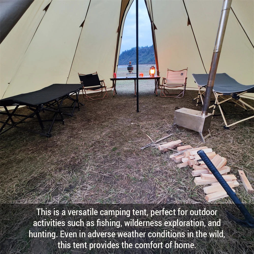 5-8 People Tipi Hot Tent with Stove Jack Camping Pyramid Teepee Tent for Camping Backpacking Hiking