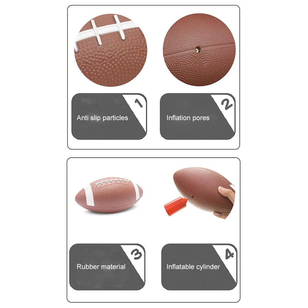 Teenagers Rugby Ball American Football Anti Slip Child  Footballs with Inflator Children Game Ball for Kids Students