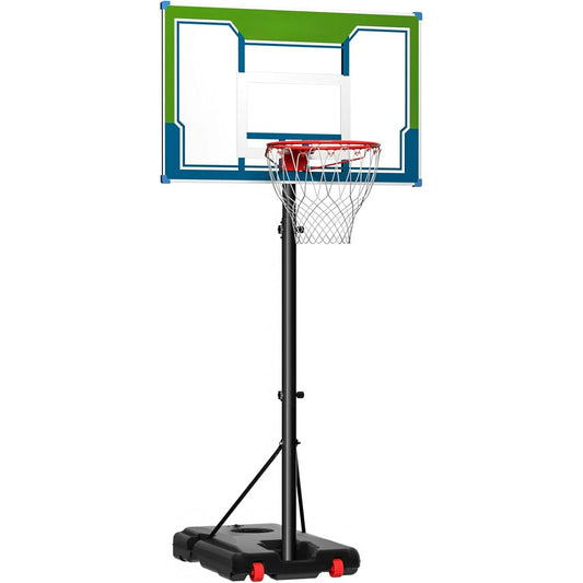 Basketball Hoop Height Adjustable 8.5/10ft: Portable Outdoor Goal System for Kids, Teens & Adults in Backyard & Driveway