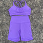 Solid Color Gym Bike Yoga Set Short Legging Cross Back Sport Bra 2pc Tracksuit Athletic Women Gym Suit Comprehensive Training Jo